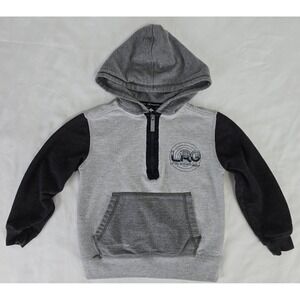 Lifted Research Group LRG Hoodie Little Boy Sz 4 Gray Black 1/4 Zip Graphic Logo